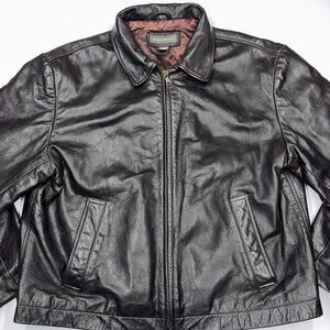Vintage Banana Republic Men's Leather Full Zipped Jacket - Size XL